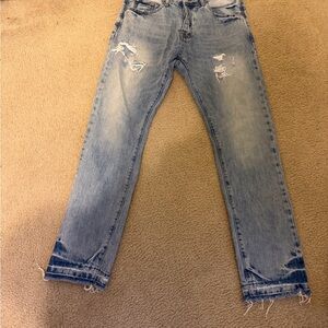 MNML Light Blue Ripped Skinny Jeans